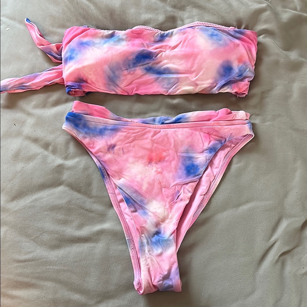 Victorias Secret PINK Pink and Blue Tie-Dye Bikini Set